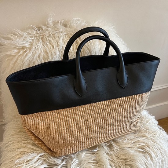 Large capacity casual hand-held grass woven tote bag - Memoo.com